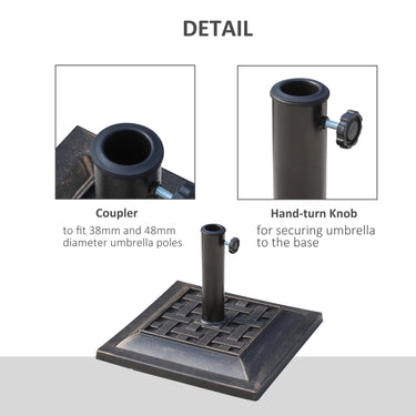 Outsunny 20 lbs Square Resin Patio Umbrella Stand Base Coated Pole Market Umbrella Parasol Holder Bronze