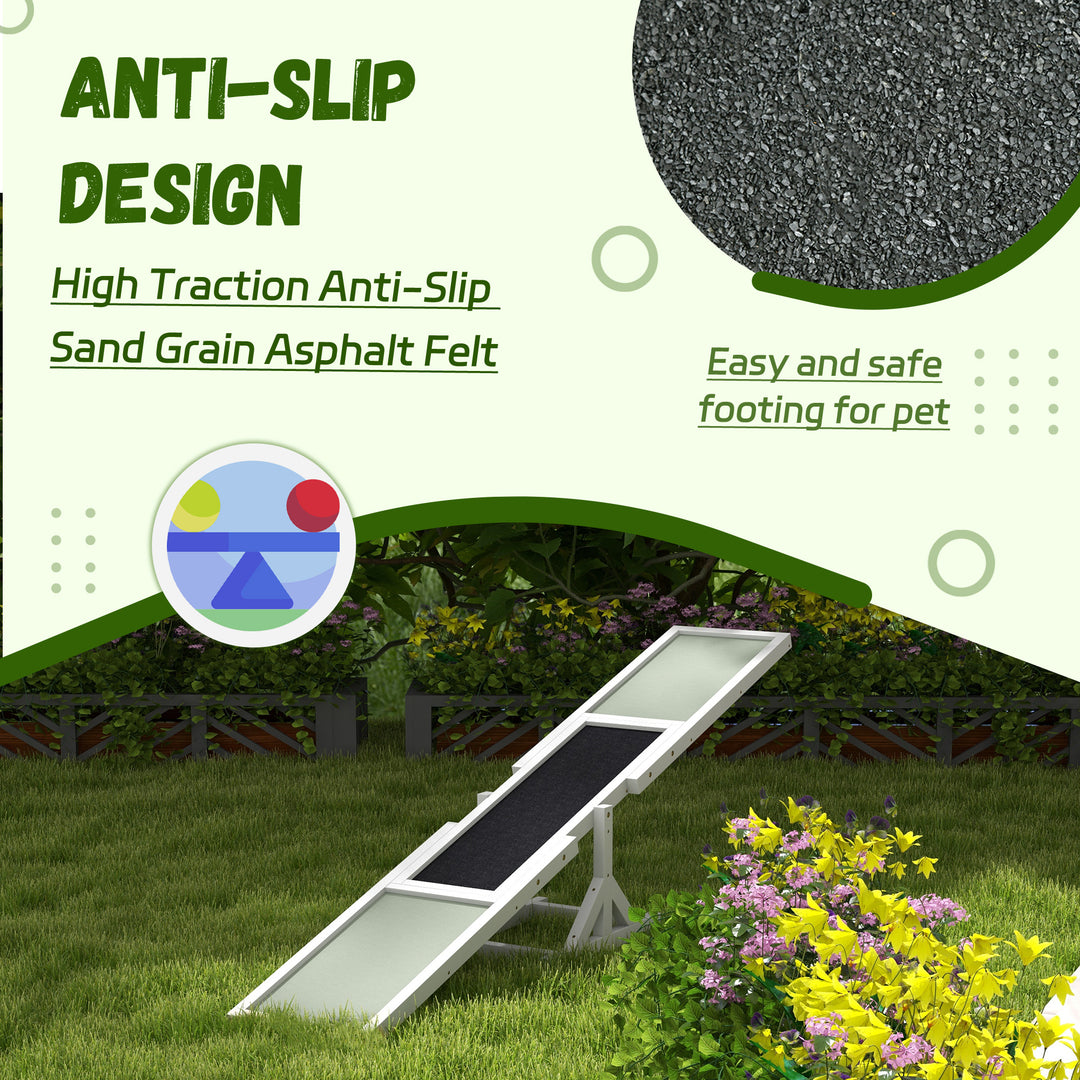 PawHut Wood Pet Seesaw Platform Dog Agility Training Equipment Run Game Toy Weather Resistant Pet Supplies Natural