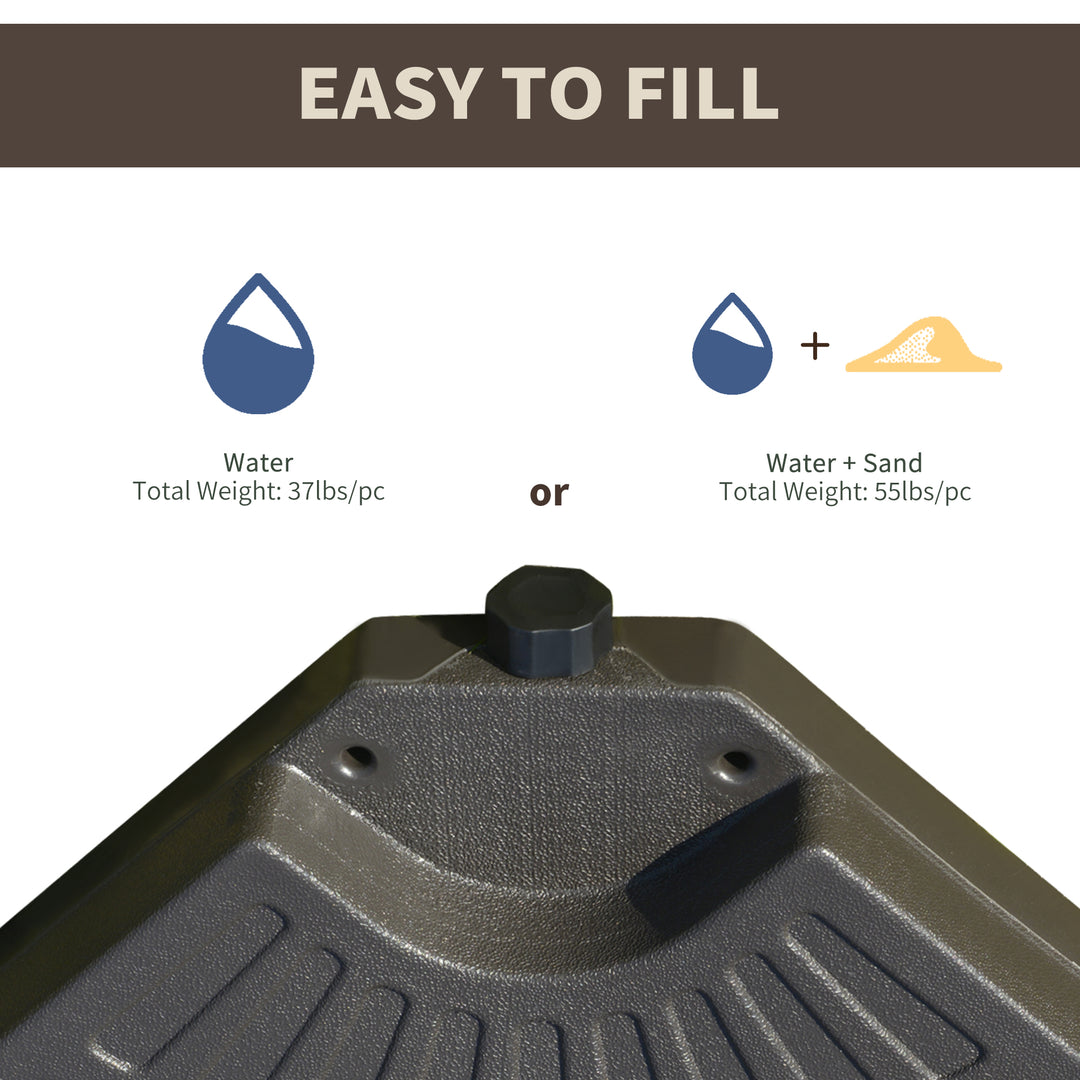 Outsunny 4-Piece Cantilever Offset Patio Umbrella Circular Base Stand w/Carry Handles, Water & Sand Filled