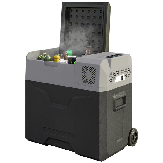 Outsunny 50 Liter Car Refrigerator Portable Freezer 12/24V Electric Cooler Box for Camping, Travel, Picnic, Down to -20â„ƒ