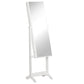 HOMCOM Mirror Jewelry Cabinet Armoire, Lockable Jewelry Organizer with Full-Length Mirror, 3 Angle Adjustable, Grey