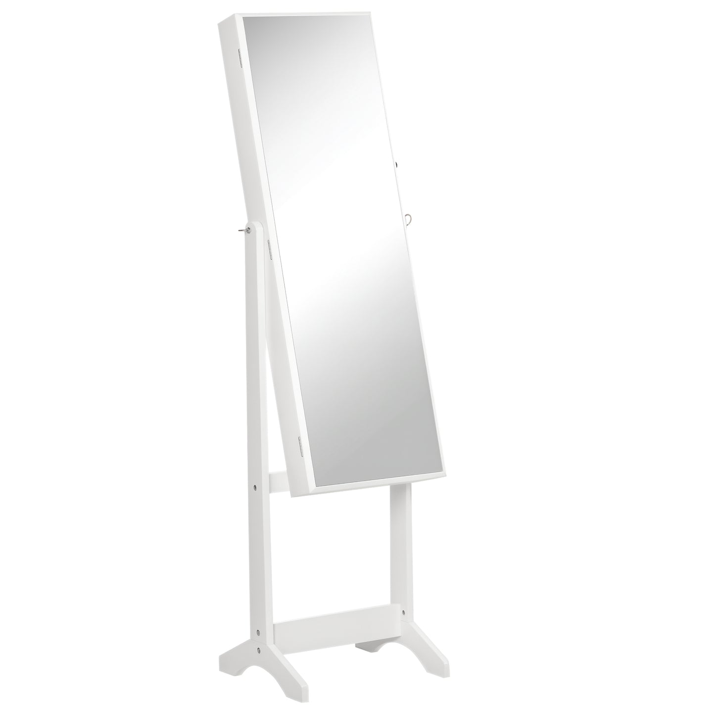 HOMCOM Mirror Jewelry Cabinet Armoire, Lockable Jewelry Organizer with Full-Length Mirror, 3 Angle Adjustable, Grey