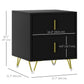 HOMCOM Bedside Table, Modern Nightstand with 2 Drawers, Side End Table with Metal Legs for Living Room, Bedroom, Black