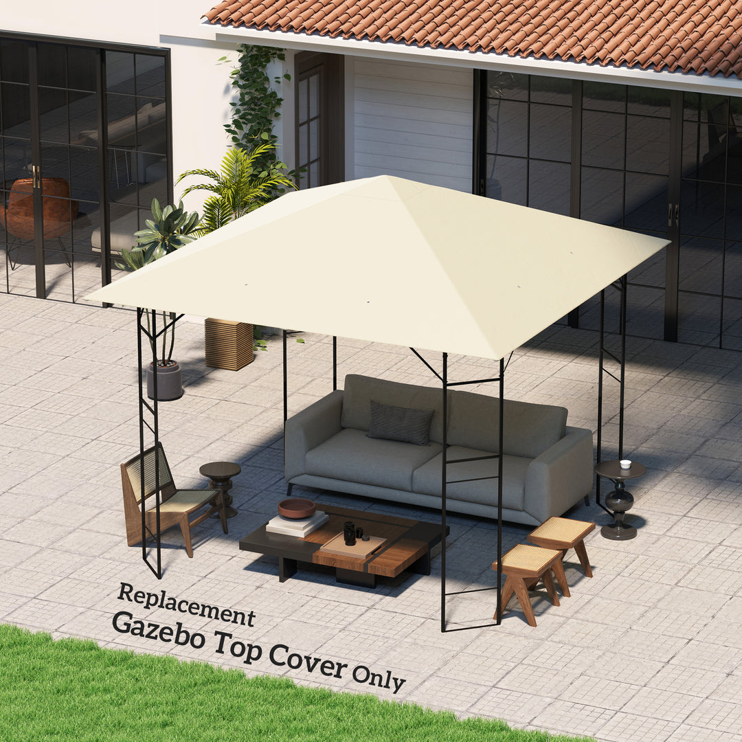 Outsunny 10' x 10' Gazebo Canopy Replacement Cover, Garden Gazebo Roof Replacement, UPF30+, TOP COVER ONLY, Cream White
