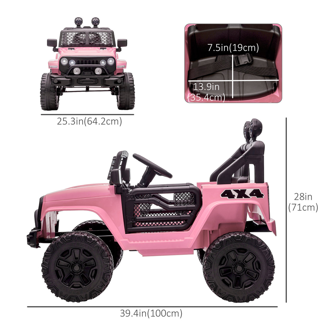 Aosom 12V Electric Truck Off Road Electric Pickup with Remote Control, Adjustable Speed, Ride on Car for Kids, Pink