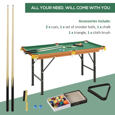 Soozier 54.3"L Mini Pool Table Portable Billiard Table Includes Cues, Ball, Chalk, Rack, Green