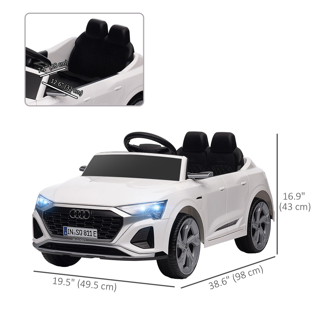 Qaba 12V Battery Powered Kids Electric Car, Audi Q8 etron Sportback Licensed Ride on Car w/ Remote Control, White