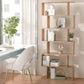 HOMCOM 76" 6-Tier Geometric Wooden Bookcase S Shaped Storage Display Bookshelf Modern shelf Open Concept Living Room Home Office Furniture, Maple