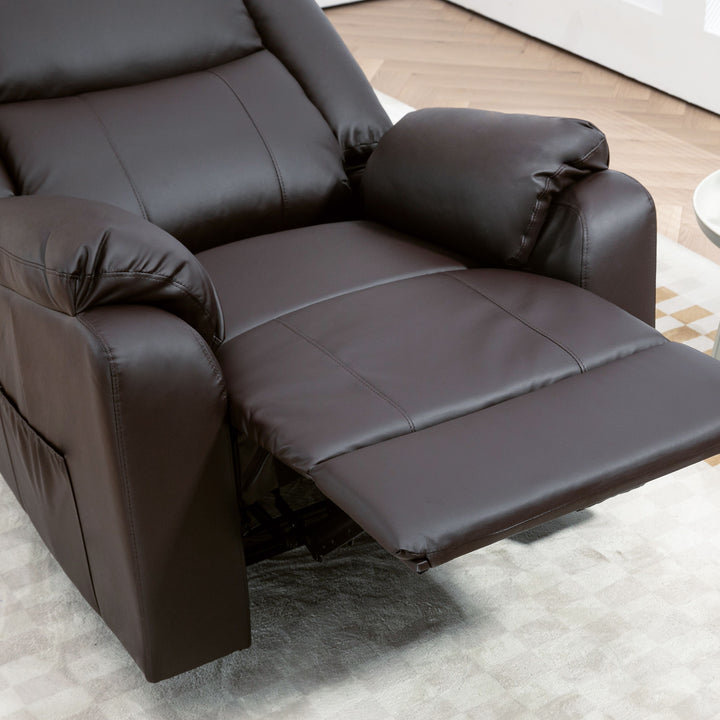 HOMCOM PU Leather Reclining Chair, Recliner Chair for Living Room with Footrest and 2 Side Pockets, Black