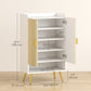 HOMCOM Entryway Shoe Storage Cabinet, Narrow Shoe Cabinet with Adjustable Shelves and Open Shelf for 15 Pairs of Shoes, Grey