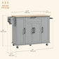 HOMCOM Modern Rolling Kitchen Island Cart with Drawers, Natural Wood Top, Towel Rack, Door Storage Cabinet, White