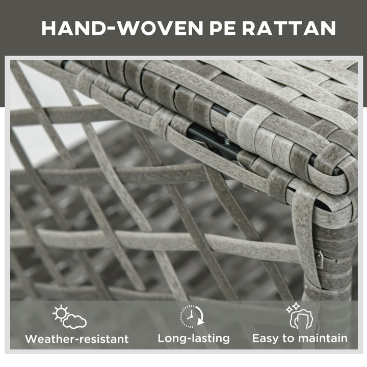 Outsunny 2 Pieces Wicker Patio Lounge Set w/ Cushions, Outdoor PE Rattan Sun Lounger Sets w/ 5-Level Reclining Chaise Chair & Two-tier Glass Top Coffee Table, Cream White