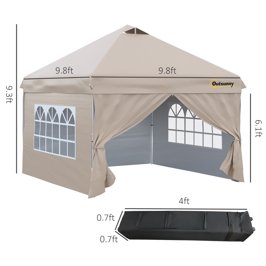 Outsunny 10' x 10' Pop Up Canopy Tent, Instant Sun Shelter, Tents for Parties, with Wheeled Carry Bag, Blue