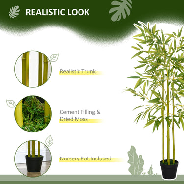 HOMCOM 5FT Artificial Bamboo Tree Faux Decorative Plant in Nursery Pot for Indoor Décor
