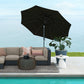Outsunny 9FT 3 Tiers Patio Umbrella Outdoor Market Umbrella with Crank, Push Button Tilt for Deck, Backyard and Lawn, Sky Blue