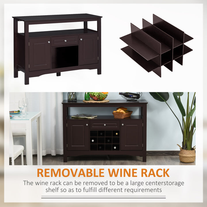 HOMCOM Modern Kitchen Buffet Bar Cabinet Storage Sideboard Dining Server with Drawer & 12-Bottle Wine Rack for Living Room, Espresso