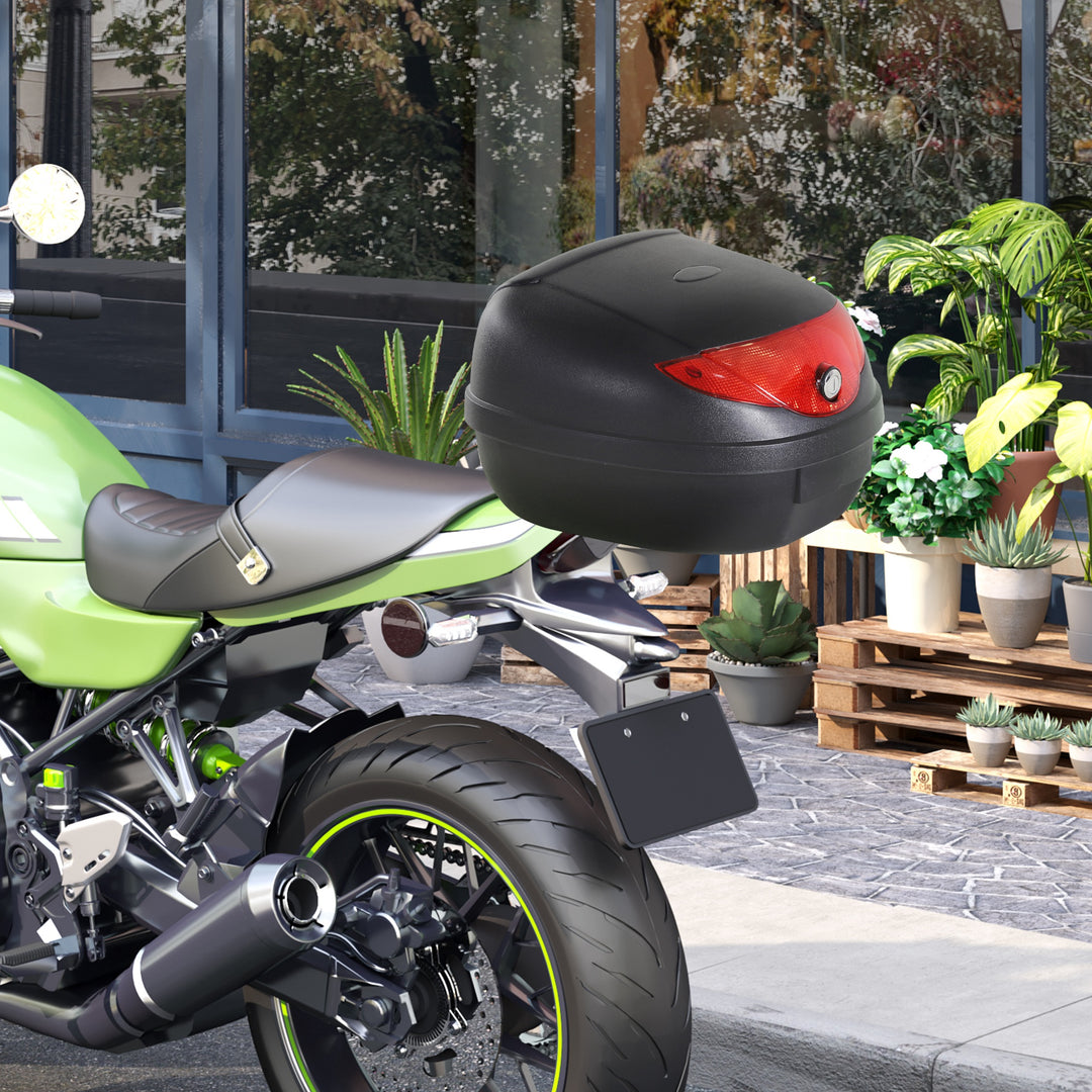 HOMCOM Detachable Scooter Motorcycle Trunk Top Case 24L Tour Luggage Box Tail Carrier Lockable Black