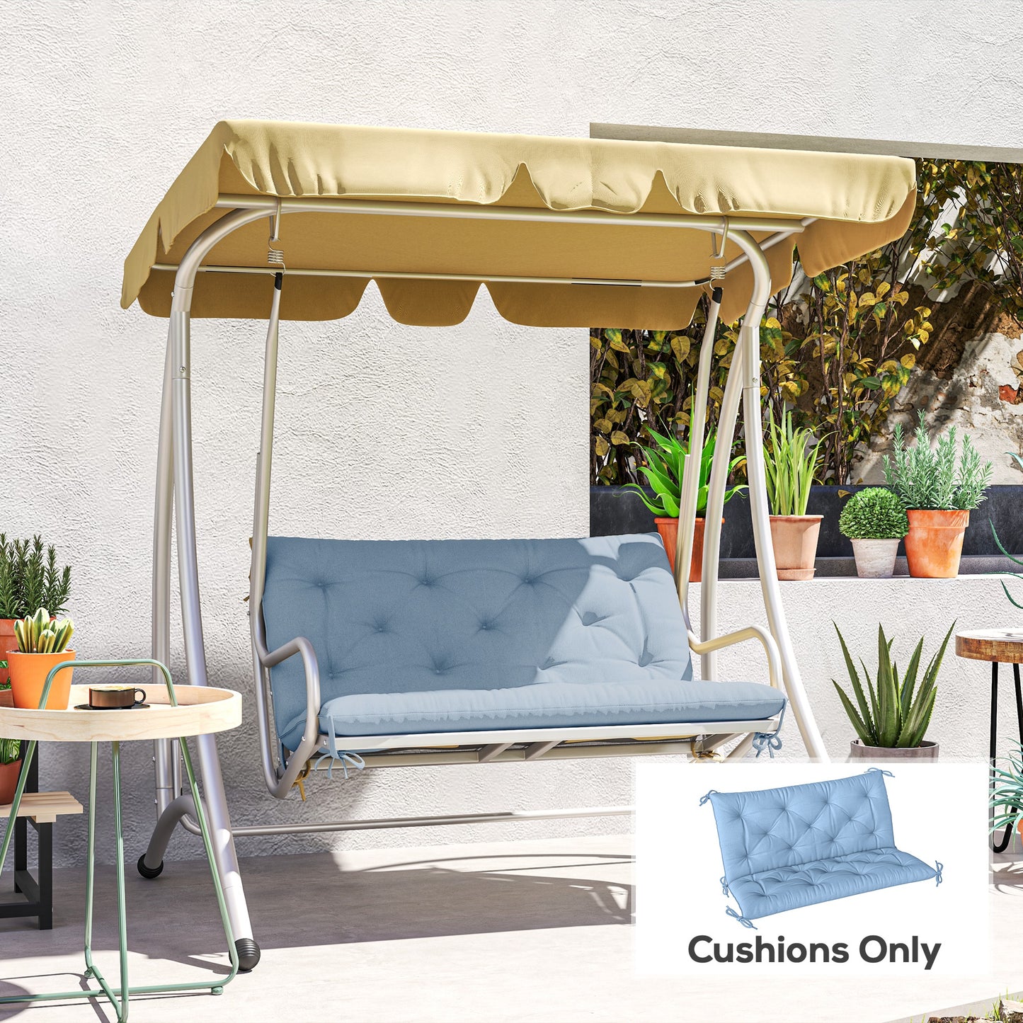 Outsunny Porch Swing Cushion Garden Bench Cushion with Backrest, Non-Slip 2-Seater Thick Pad, Swing Chair Mat Replacement for Indoor and Outdoor, 39.4" x 38.6", Wine Red