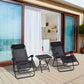 Outsunny Zero Gravity Chair Set of 2 Patio Chair with Side Table Cupholders and Pillows for Pool, Backyard, Lawn, Black