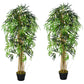 HOMCOM Set of 2 4.5FT Artificial Bamboo Tree Faux Decorative Plant in Nursery Pot for Indoor Outdoor DÃ©cor