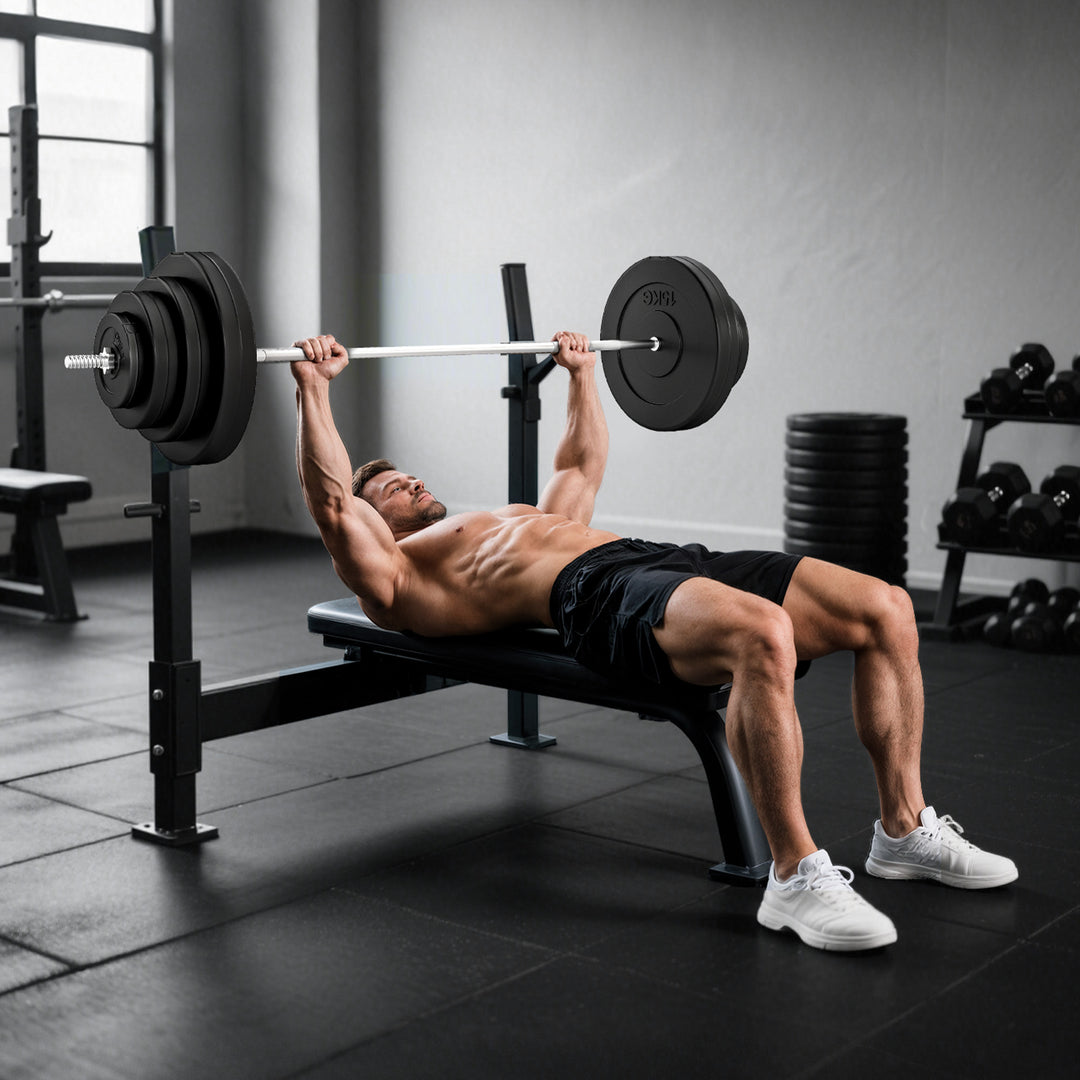 Soozier 154 lbs Barbell Weight Set, Adjustable Weights for Home Gym with 67" Barbell Bar, Strength Training Equipment