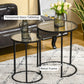 HOMCOM Set of 2 Nesting Coffee Tables with Metal Base, Round Side Table with Tempered Glass Tabletop for Living Room, Bedroom, Gold