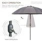 Outsunny 8ft Shanghai Garden Parasol Umbrella with Crank & Tilt, Adjustable Outdoor Sun Shade, Dark Grey