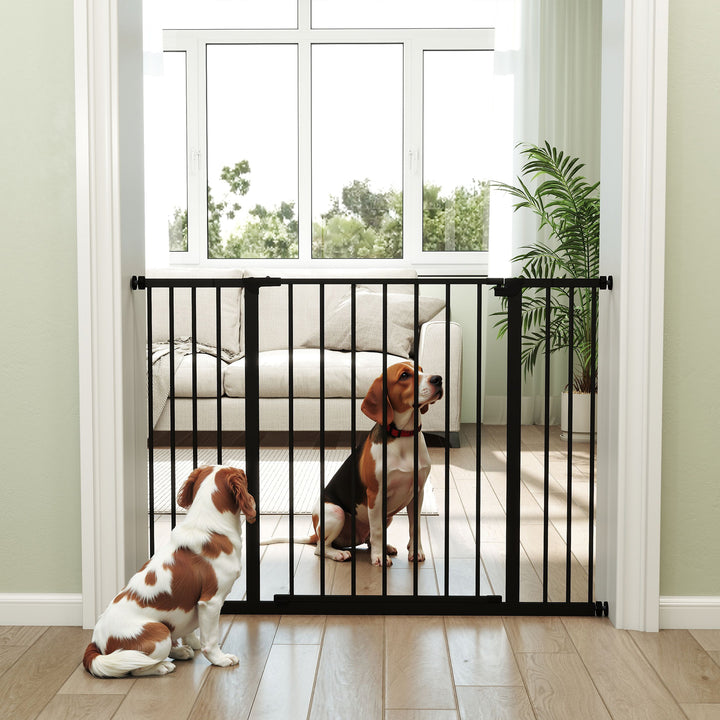 PawHut Pressure Fit Dog Gate Pet Barrier for stairs doorway, 29.9''- 42.1'' Width Black