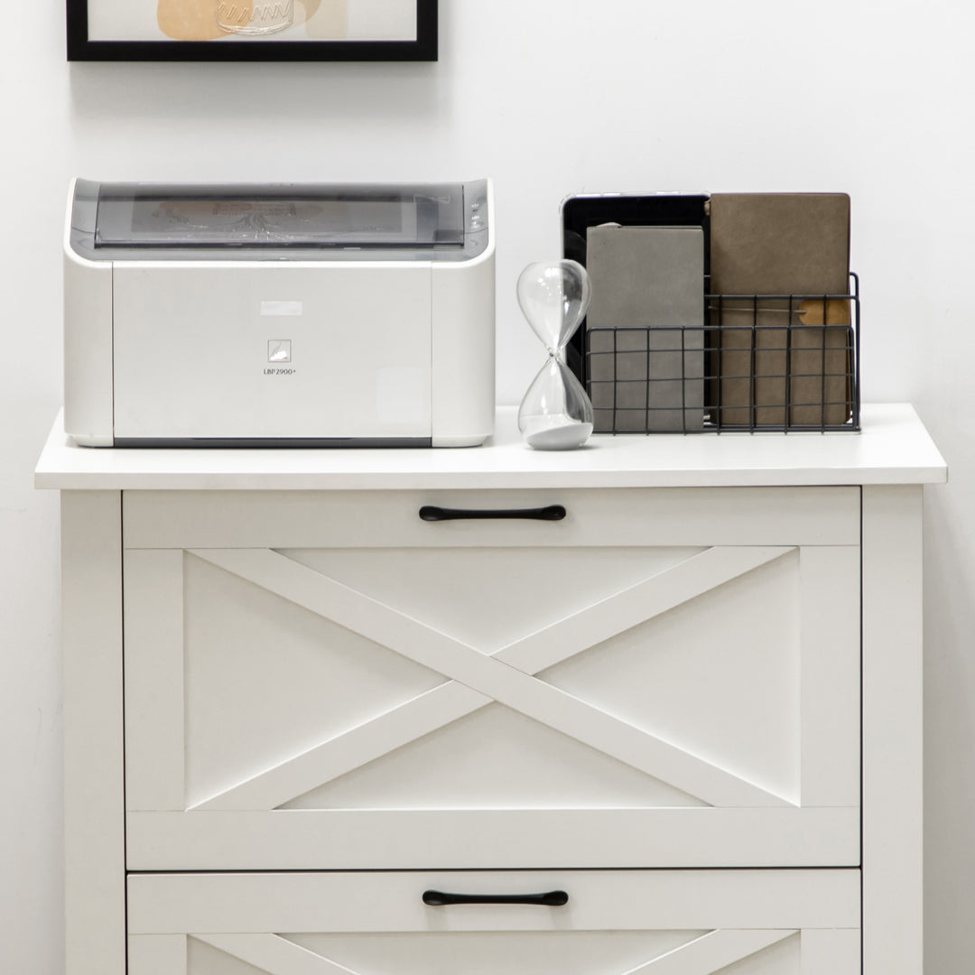 Vinsetto Vertical File Cabinet with Hanging Bars for A4 Size for Home Office, 29.9"x 19.7"x 30.3", White