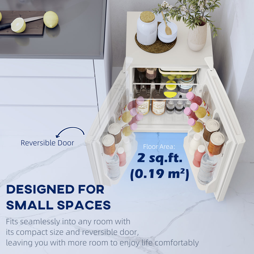 HOMCOM 2.5 Cu.Ft Mini Fridge, Single Door Compact Refrigerator with Freezer, Adjustable Thermostat, Reversible Door, White