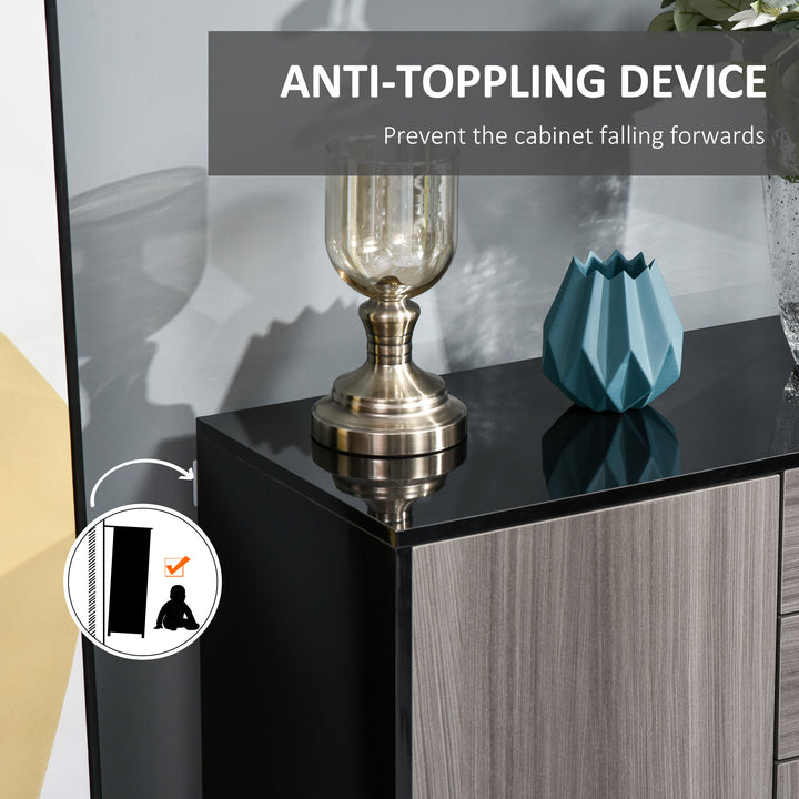 HOMCOM Kitchen Sideboard Storage Cabinet, Modern Coffee Bar with Push-Open Design and 2 Drawers for Living Room, Black