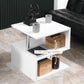 HOMCOM Wooden S Shape End Table 3 Tier Storage Shelves Organizer Living Room Side Table Desk Black