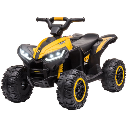 Aosom Kids 4 Wheeler Quad with Music, Headlights, High & Low Speed, Kids ATV for 3-5 Years Old Boys & Girl, Yellow