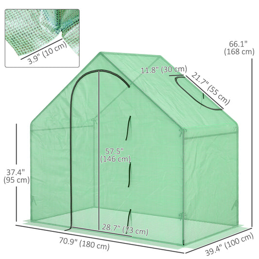 Outsunny 6 x 3.3 x 5.5ft Walk-in Garden Greenhouse with Door & Top Window, Portable Mini Greenhouse for Plants Flowers Herbs Tomatoes, Outdoor Hot House Growing Tent with Steel Frame & PE Cover