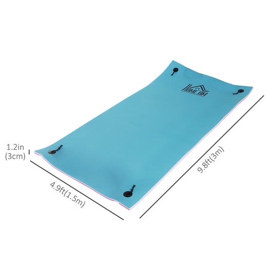 HOMCOM 10x5ft Floating Mat Floating Lily Pad Water Carpet Float Aqua Mat Water Recreation and Relaxing in Lake, River, Beach, Swimming Pool, Blue
