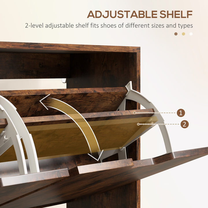 HOMCOM Shoe Storage Cabinet with 4 Flip Drawers and Adjustable Shelf, Shoe Cabinet for 8-16 Pairs of Shoes, Natural