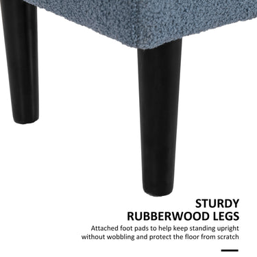 HOMCOM Modern Storage Bench, Ottoman with Storage and Teddy Velvet Upholstery for Living Room, Bedroom, Blue