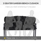 Outsunny 3 Seater Outdoor Seat Pads Bench Swing Chair Replacement Cushions Backrest for Patio Garden, Dark Grey