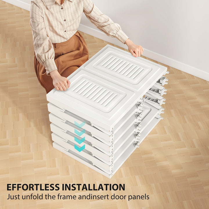 HOMCOM Portable Wardrobe, Foldable Plastic Closet with 6 Compartments, Hanging Rod and Magnetic Doors, White