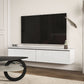 HOMCOM Wall Mounted TV Stand, Floating TV Cabinet for up to 70" TVs with Storage, High Gloss Effect, Brown and Black