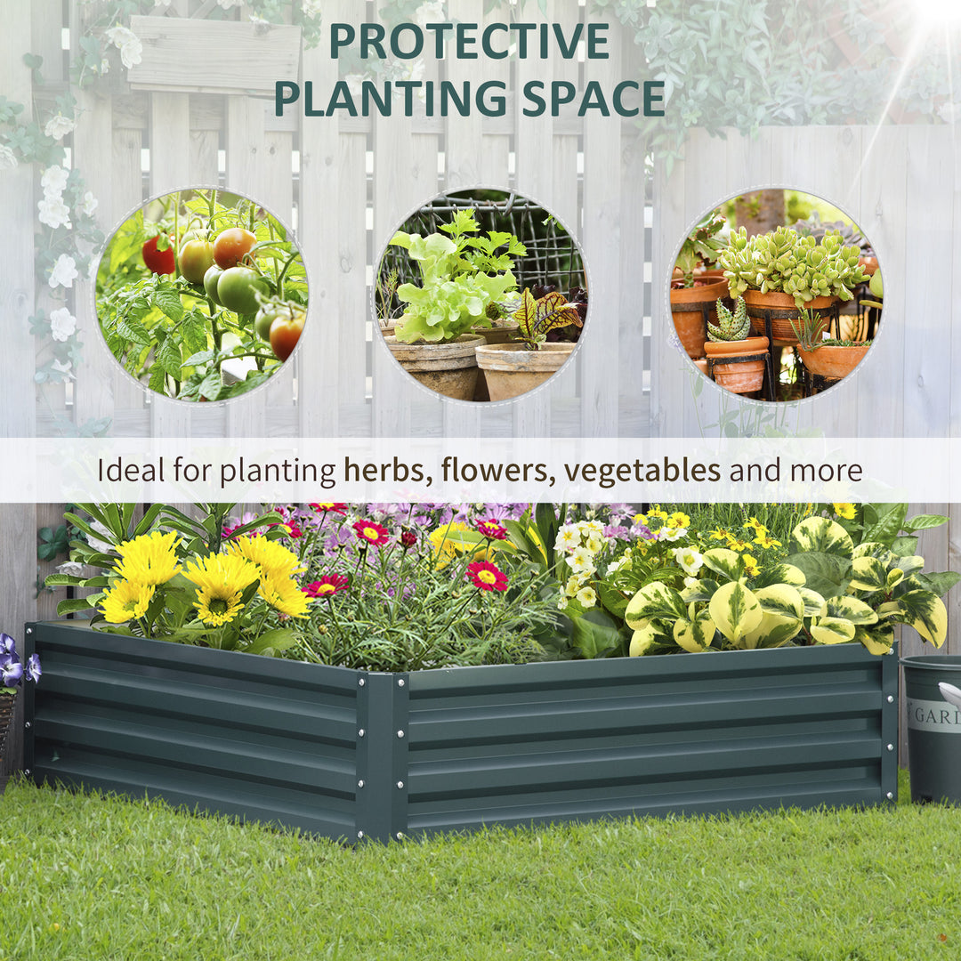 Outsunny 4' x 4' x 1' Raised Garden Bed Galvanized Steel Planter Box for Vegetables, Flowers, Herbs, Green