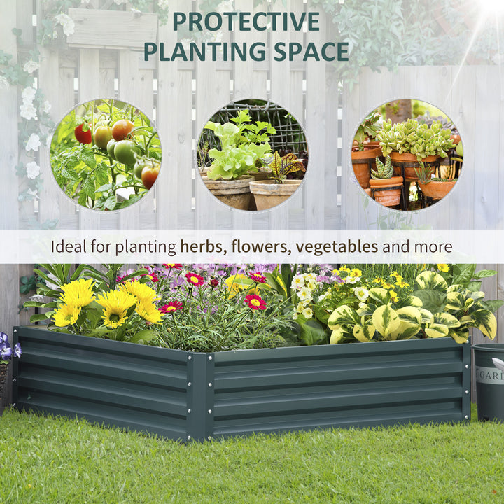 Outsunny 4' x 4' x 1' Raised Garden Bed Galvanized Steel Planter Box for Vegetables, Flowers, Herbs, Green