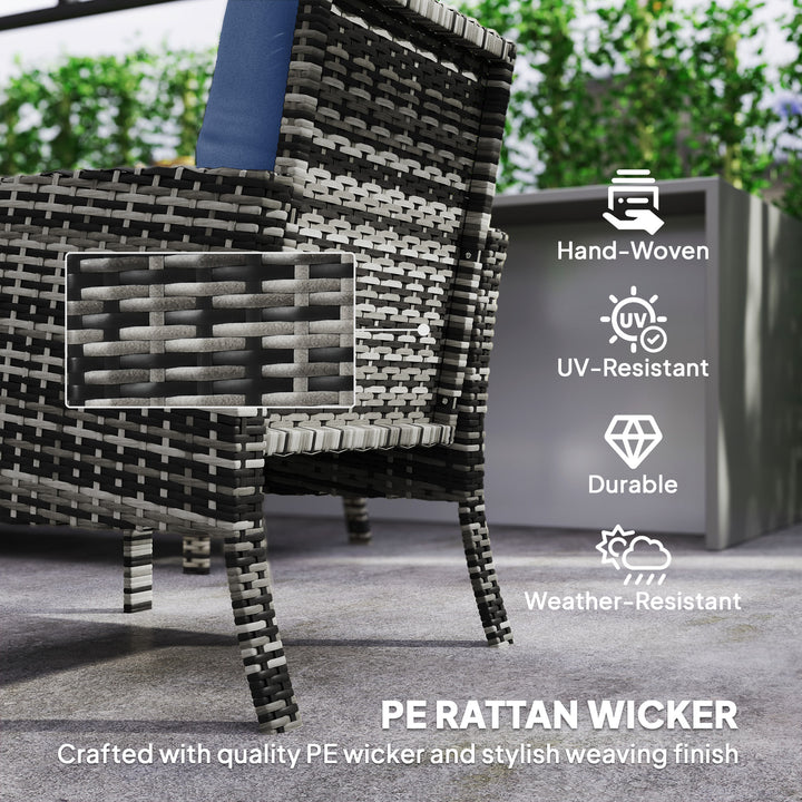 Outsunny 6 Piece Patio Furniture Set with Patio Chairs, Ottomans, Sofa, Glass Top Table and Cushions, Wicker Rattan Outdoor Furniture Set for Backyard, Porch, Grey