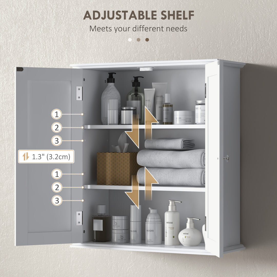 HOMCOM Bathroom Medicine Cabinet, Wall Cabinet with 2 Doors and Adjustable Shelf, Space Saver Over Toilet Cabinet