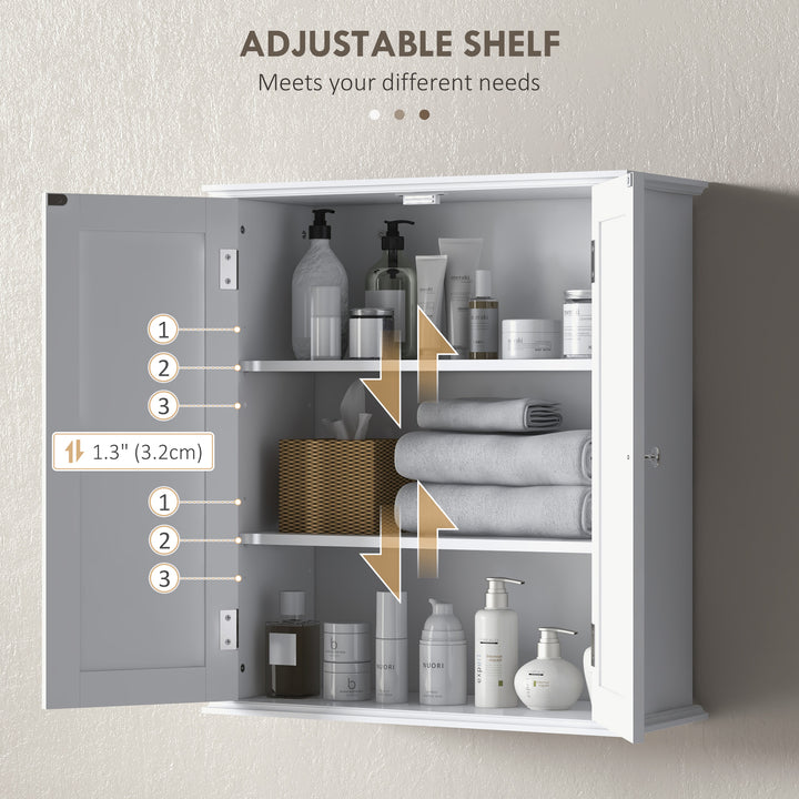 HOMCOM Bathroom Medicine Cabinet, Wall Cabinet with 2 Doors and Adjustable Shelf, Space Saver Over Toilet Cabinet