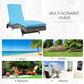 Outsunny Outdoor Adjustable Wicker Chaise Lounge Chair with Cushion & Wheels for Patio, Deck, Poolside, Sky Blue