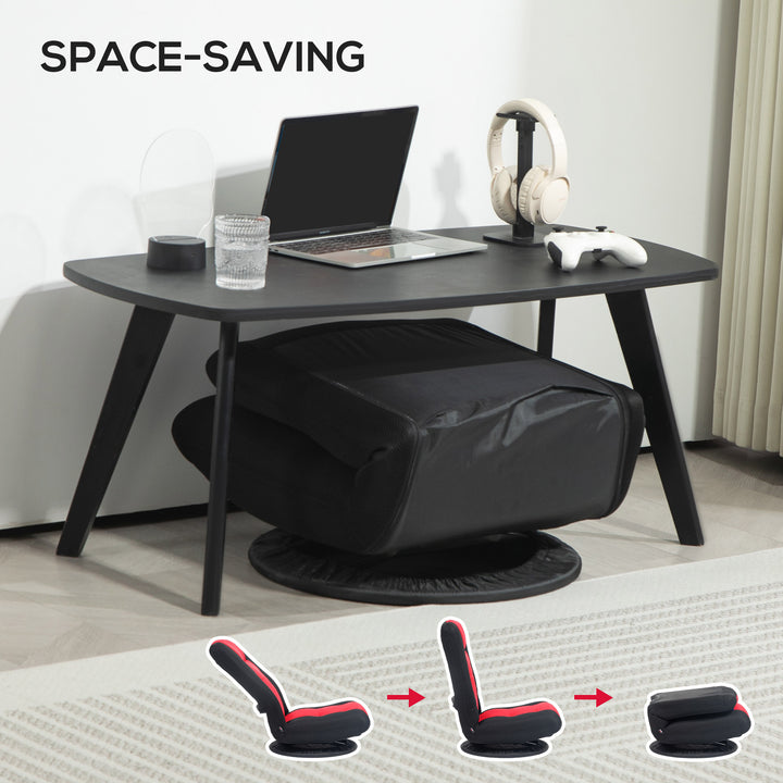 HOMCOM Folding Floor Chair for Adults Teens, 360 Degree Swivel Gaming Chair, 6 Positions Adjustable Lazy Sofa, Black