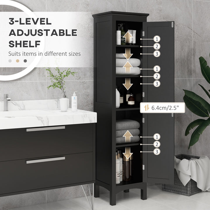 kleankin Tall Bathroom Cabinet, Freestanding Storage Organizer with Adjustable Shelves and Cupboards, 15" x 13" x 63", White