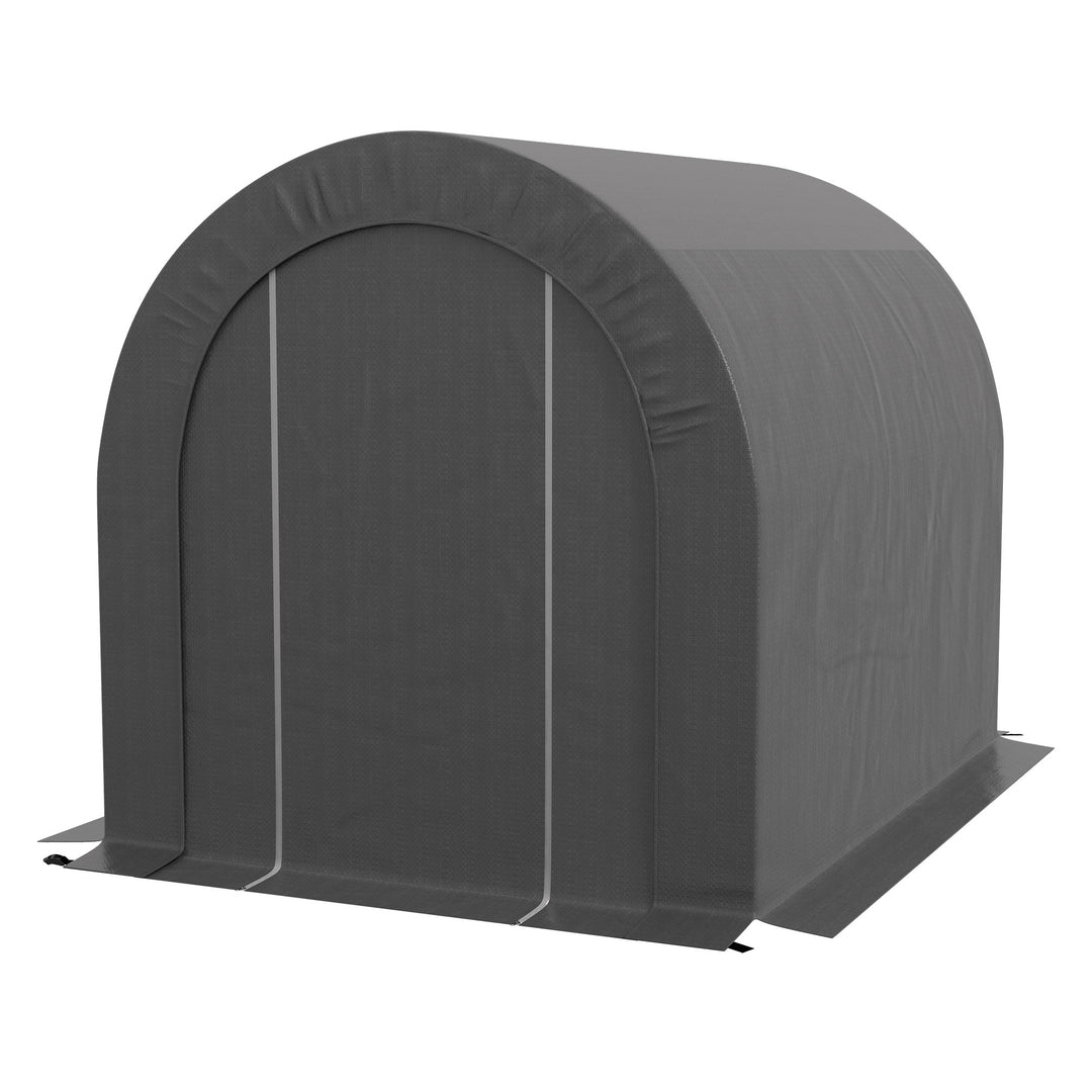 Outsunny 6' x 8' Outdoor Storage Shed, Heavy Duty Galvanized Steel Portable Shed for Bike, Motorcycle, Garden Tools, Dark Grey