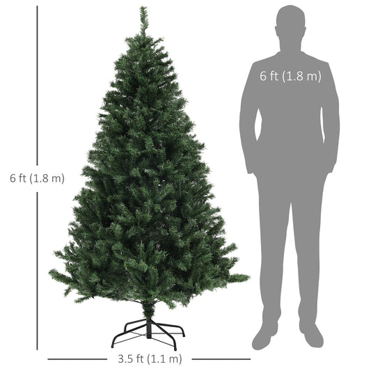 HOMCOM 6ft Artificial Christmas Trees with Auto Open and Steel Base, Green